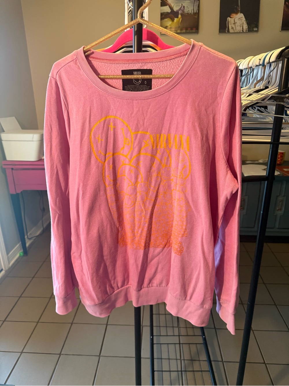 NIRVANA Pink Sweatshirt with Yellow Graphic
